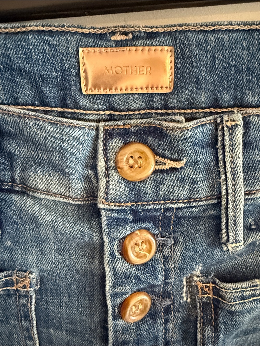 Mother High-Rise Button-Fly Flare Jeans in Blue Denim - Picture 2 of 4